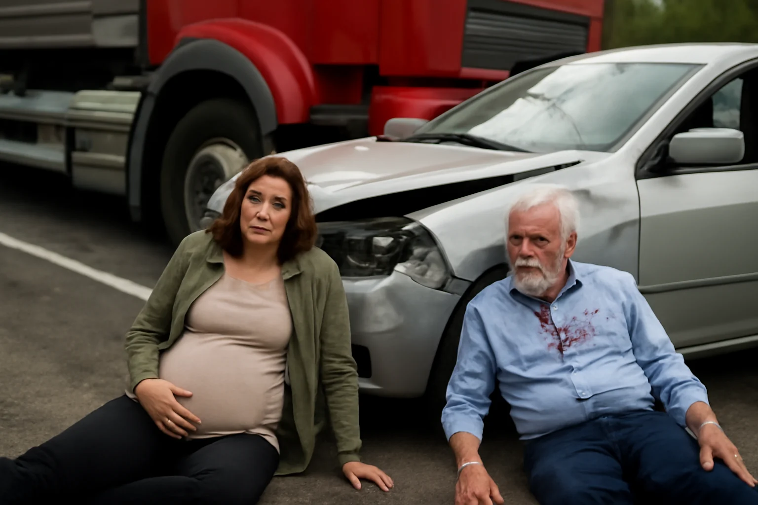 două persoane, inclusiv o femeie gravidă, au ajuns la spital