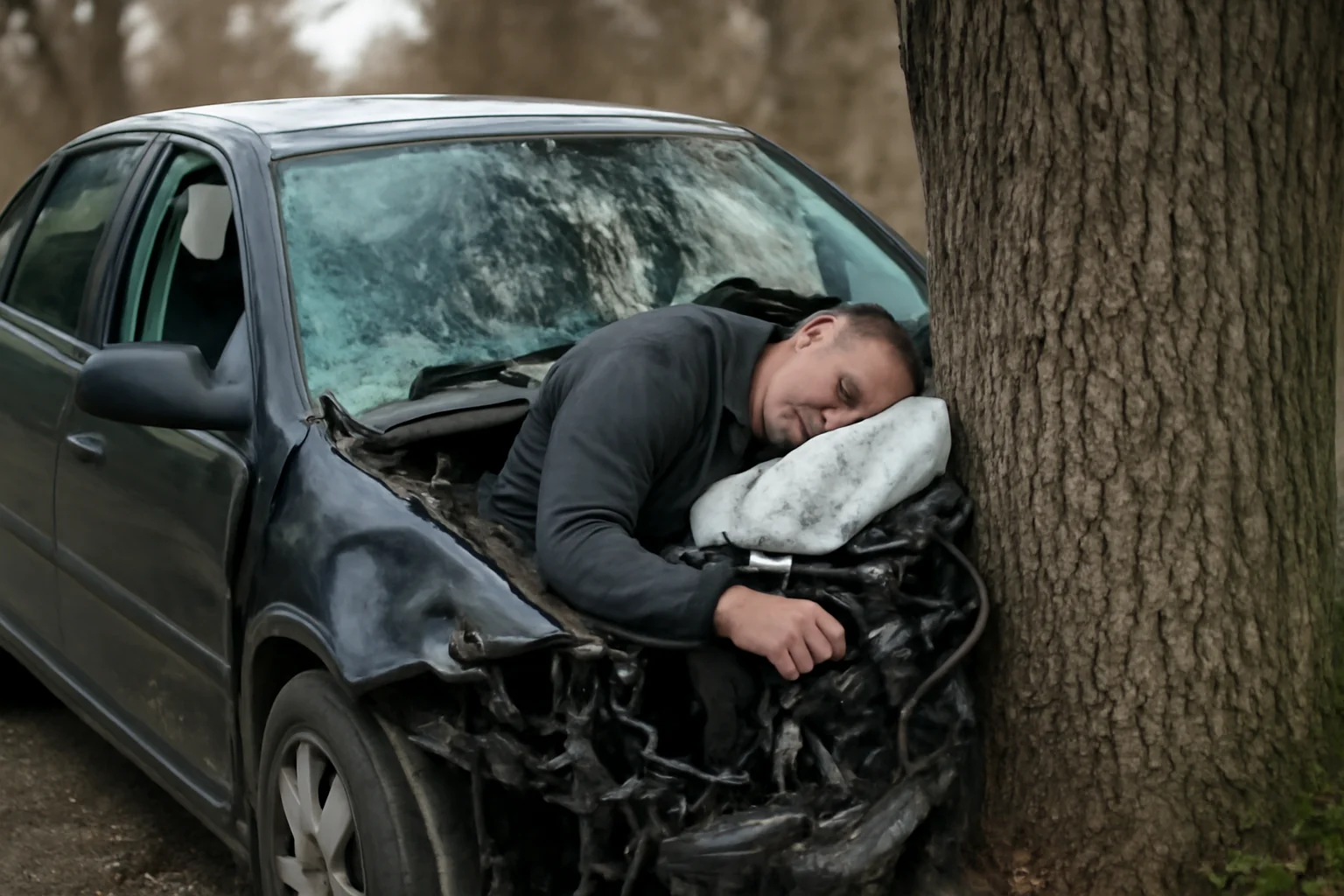 Șofer găsit fără viață după ce mașina sa a intrat violent într-un copac