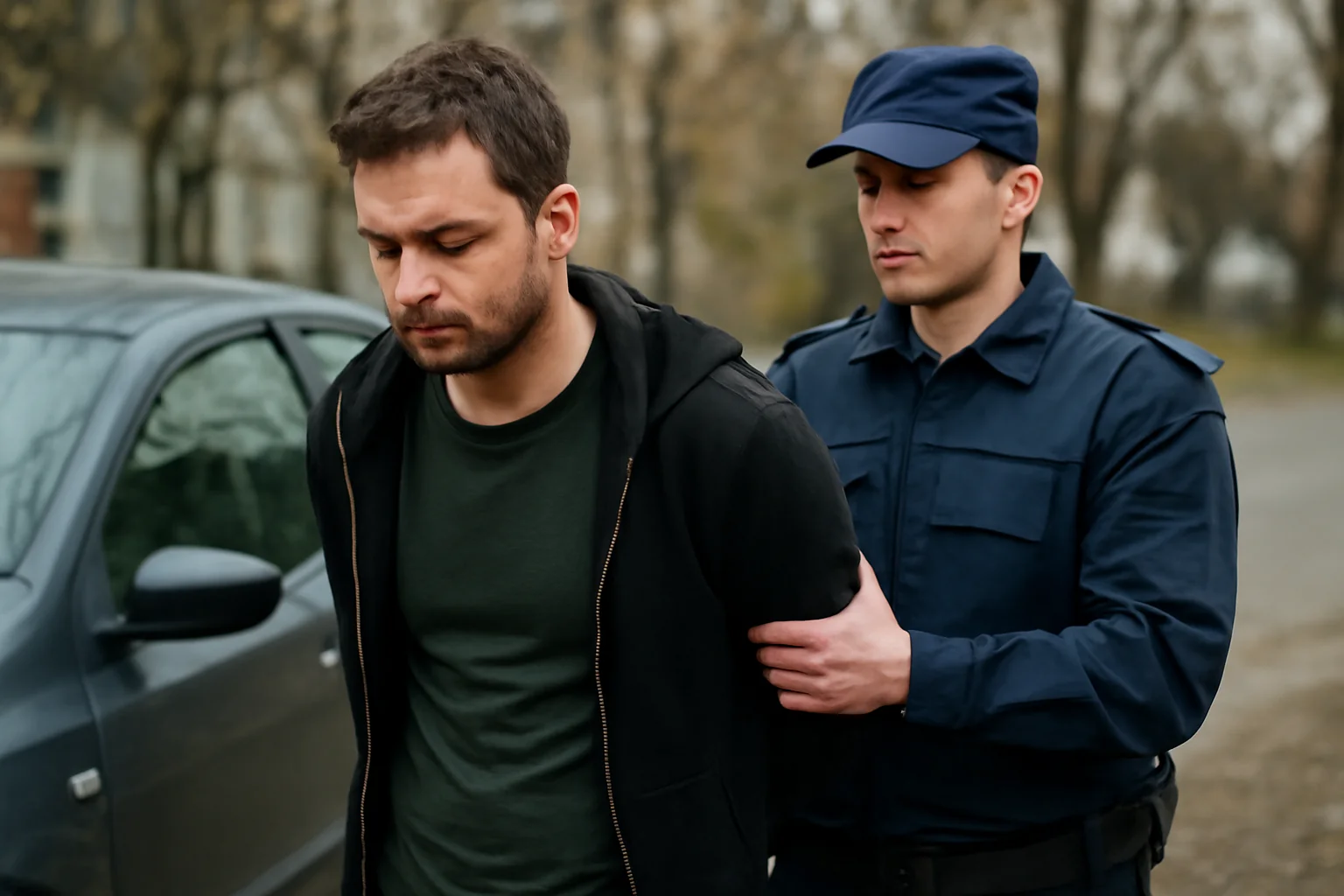 Individ arestat pentru hoție din mașină la Târgu Jiu, după spargerea unui autoturism