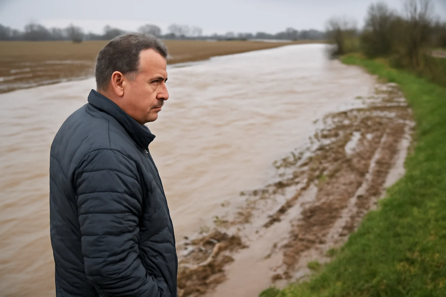 Râul Jiu depășește cota de inundație la Răcari: terenuri agricole afectate lângă Craiova