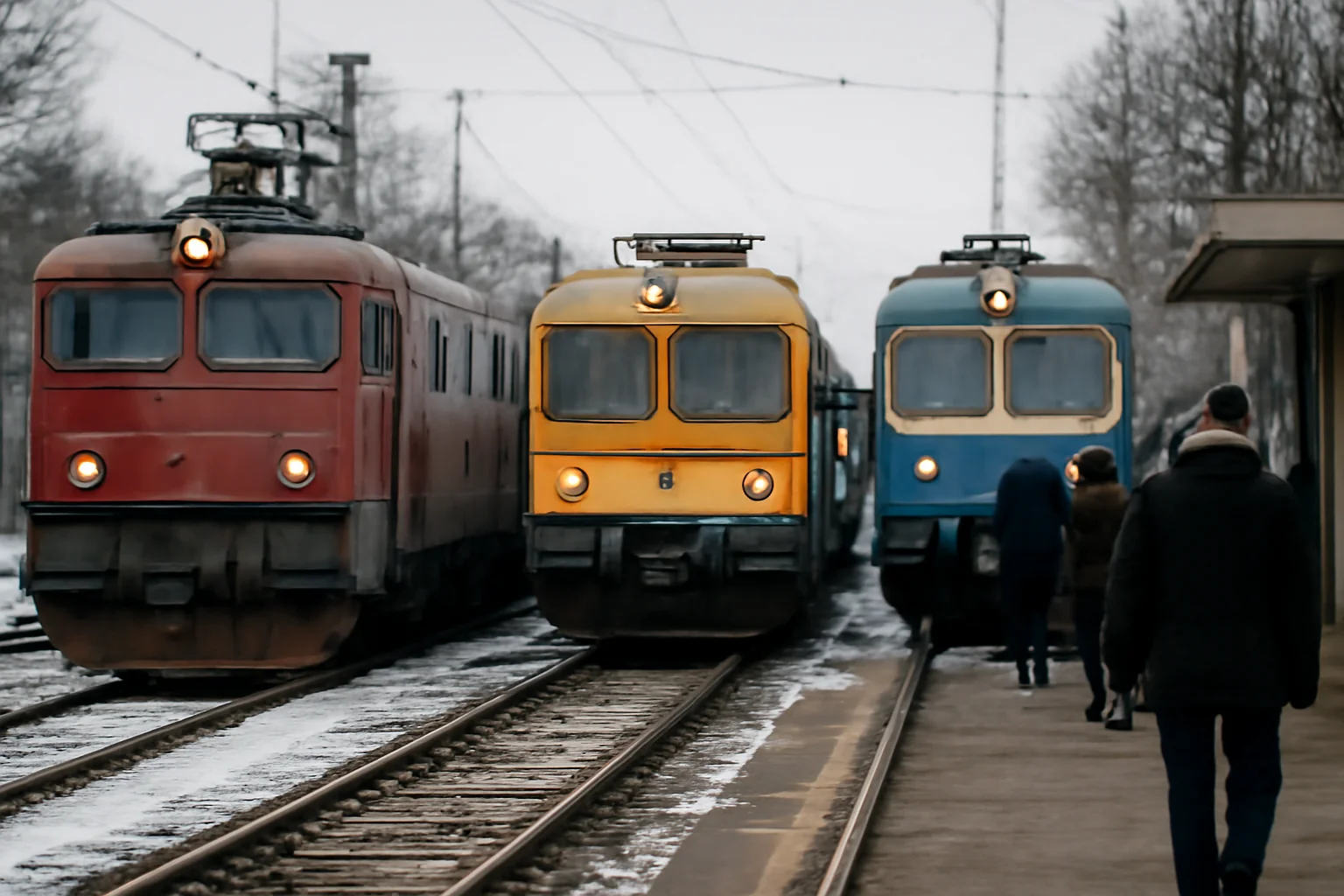 Trei trenuri oprite temporar în stații din cauza gerului în sudul țării, pe rute ce trec prin Craiova