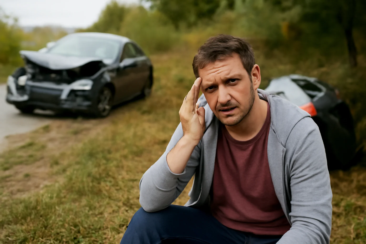 Un conducător auto a fost rănit după coliziunea dintre două autovehicule, unul prăbușindu-se într-o râpă de zece metri adâncime