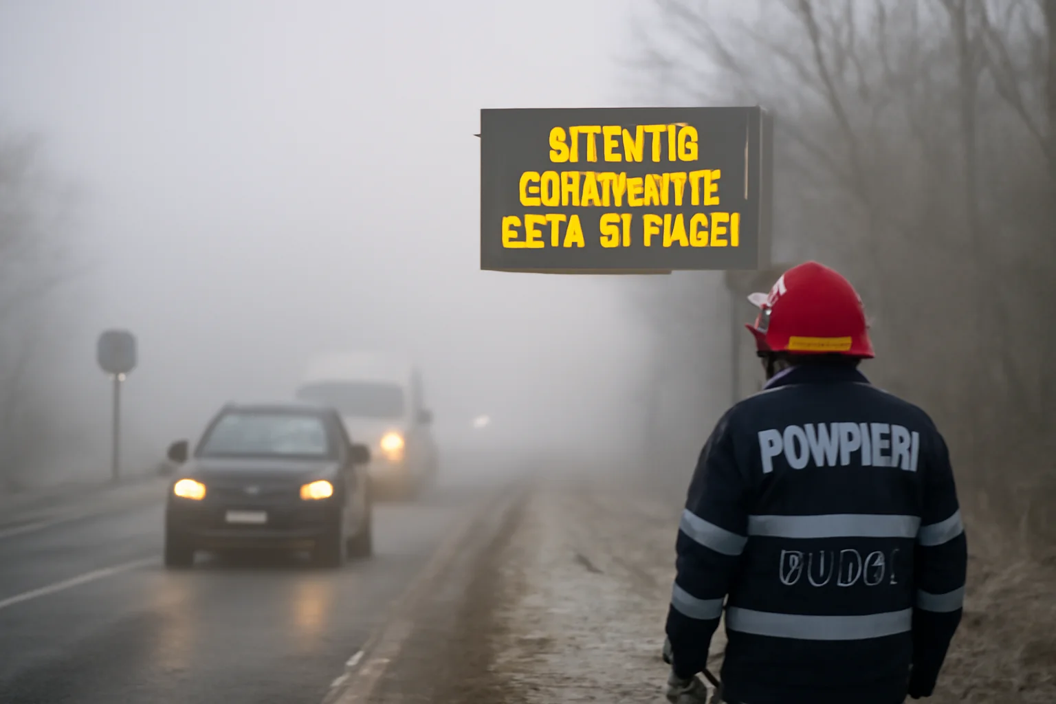 Anunțuri de circulație și intervenții ISU Dolj în Craiova pe fondul ceții și poleiului