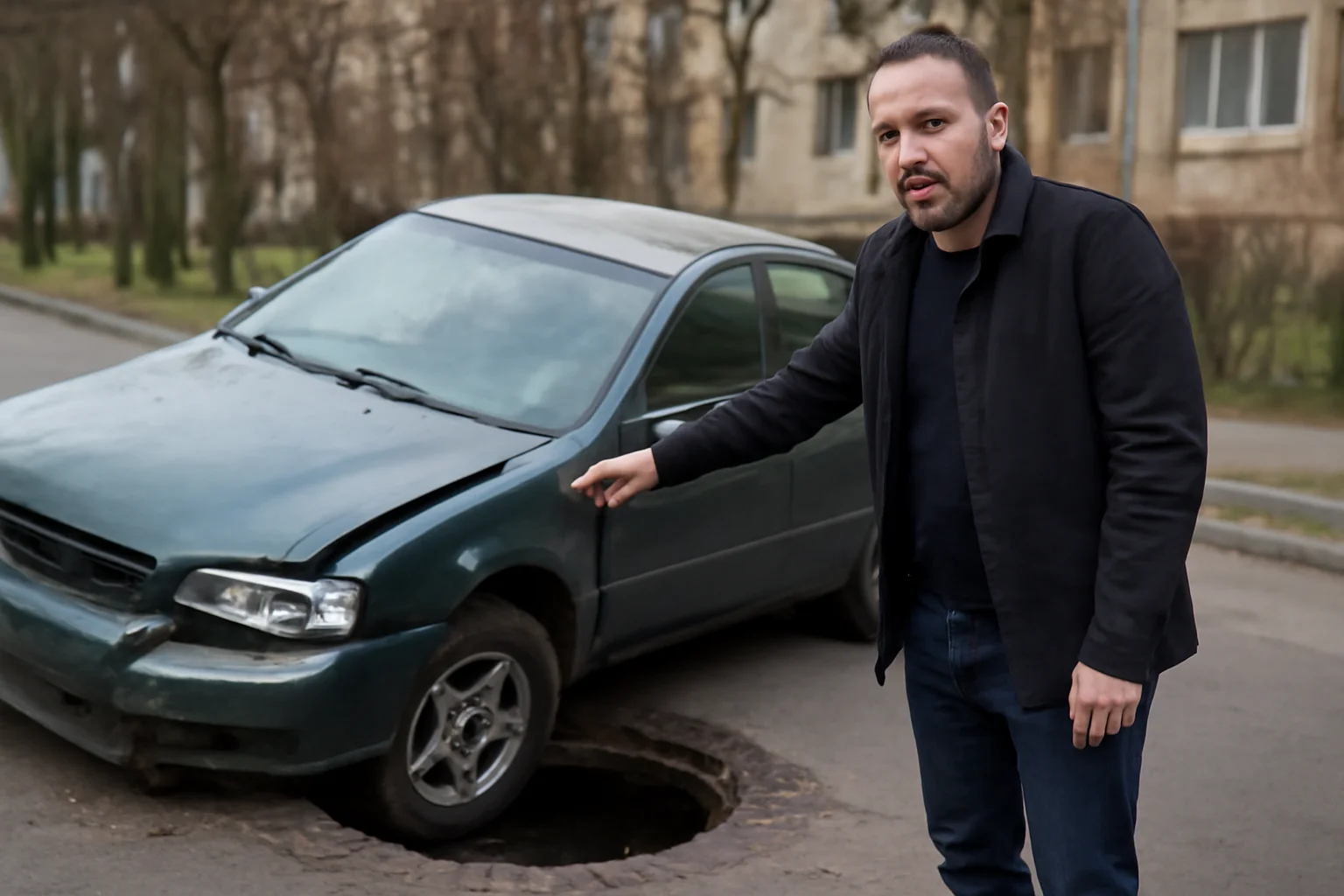 Bărbat din Craiova reținut după ce și-ar fi avariat intenționat mașina într-o gură de canal