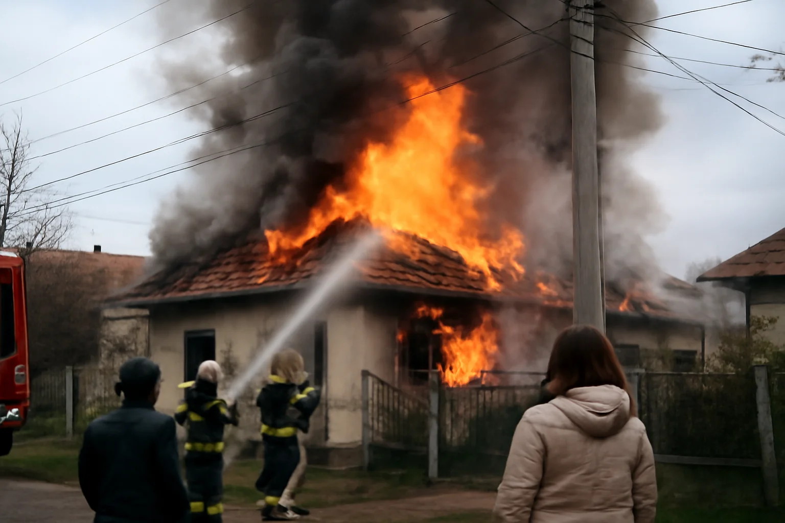 Intervenție a pompierilor la un incendiu produs la o casă din Craiova