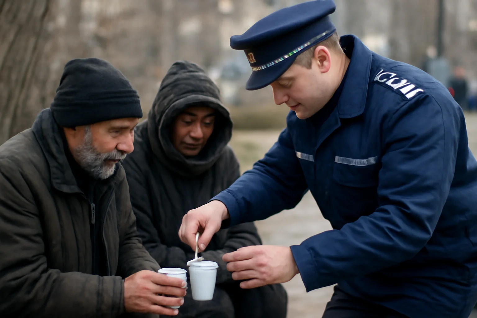 intervenții ale polițiștilor pentru sprijinirea oamenilor fără adăpost în nopțile de ger