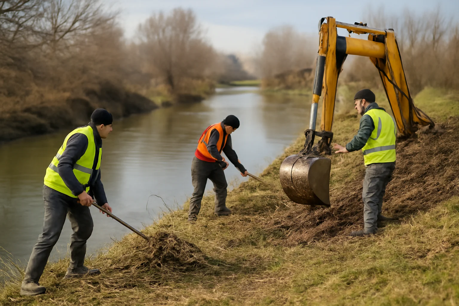 Mentenanță și reparații la digurile polders din Dolj și pe albiile râurilor locale