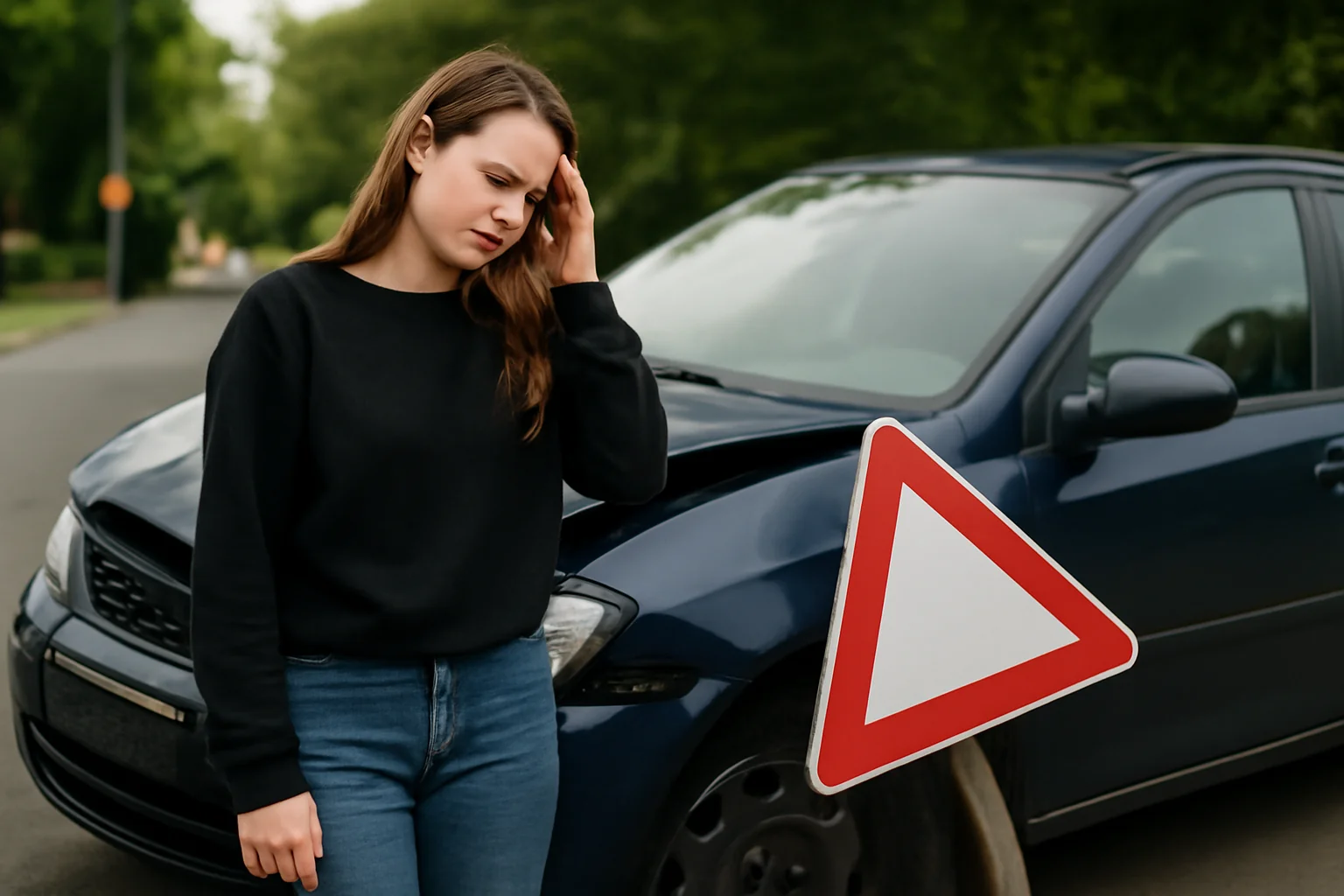 Tânără de 20 de ani, arestată după ce a condus în stare de ebrietate și a lovit cu mașina un indicator rutier